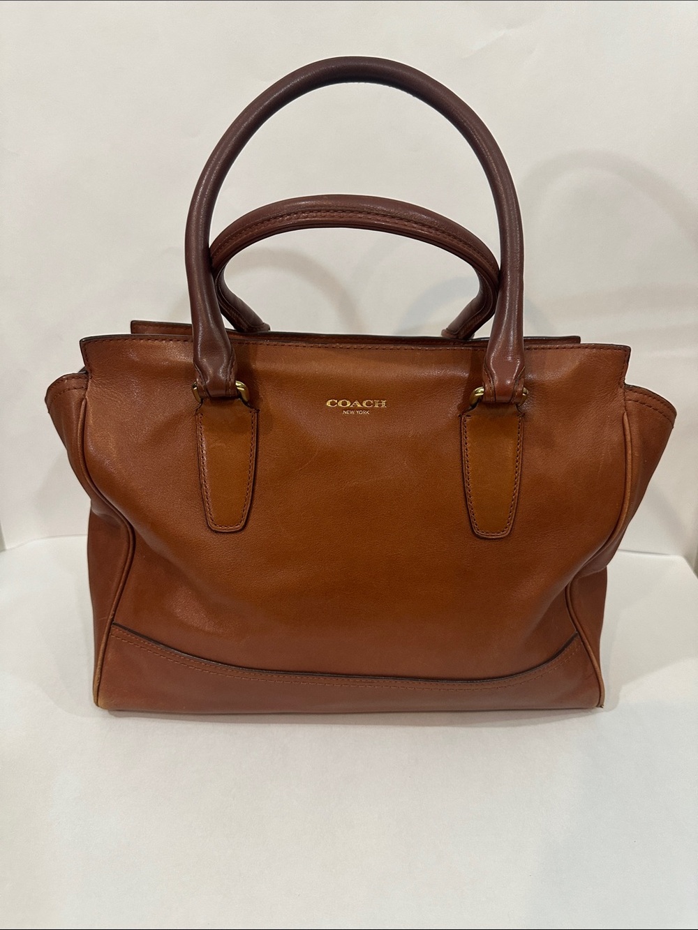 Vintage COACH Brown Leather Bag with Cream Interior